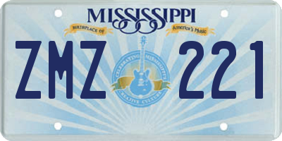 MS license plate ZMZ221