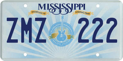 MS license plate ZMZ222