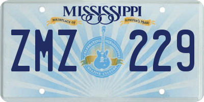 MS license plate ZMZ229