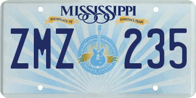 MS license plate ZMZ235