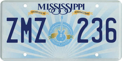 MS license plate ZMZ236