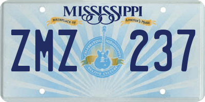 MS license plate ZMZ237
