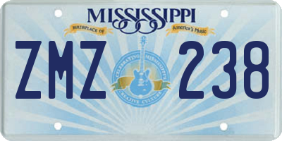 MS license plate ZMZ238