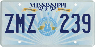 MS license plate ZMZ239