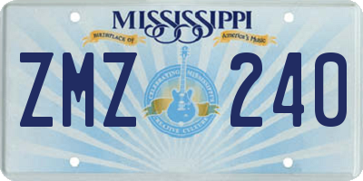 MS license plate ZMZ240