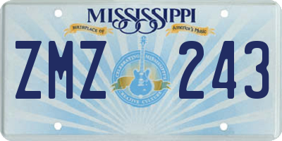 MS license plate ZMZ243
