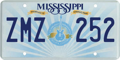 MS license plate ZMZ252