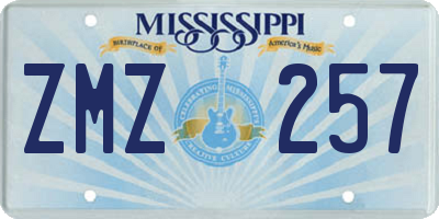 MS license plate ZMZ257