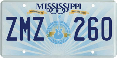 MS license plate ZMZ260