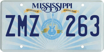 MS license plate ZMZ263