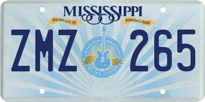 MS license plate ZMZ265