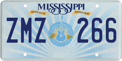 MS license plate ZMZ266