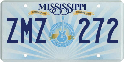 MS license plate ZMZ272