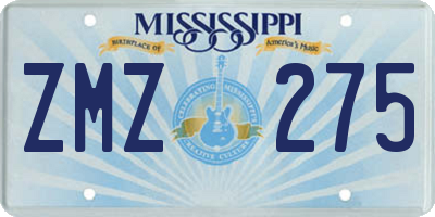 MS license plate ZMZ275