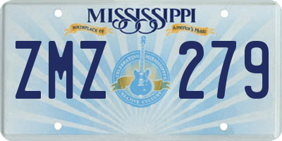 MS license plate ZMZ279