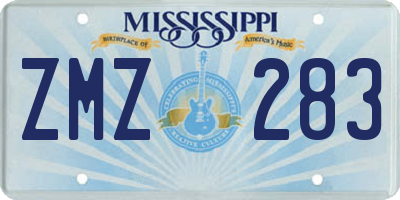 MS license plate ZMZ283