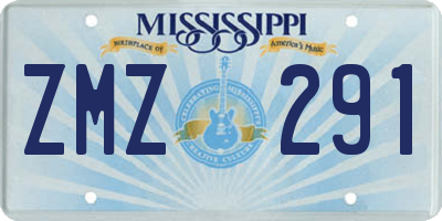 MS license plate ZMZ291