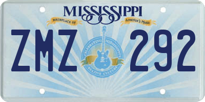 MS license plate ZMZ292