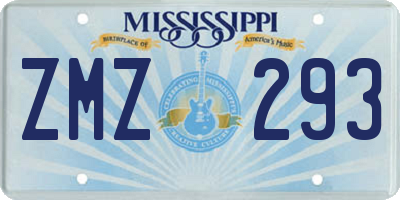 MS license plate ZMZ293