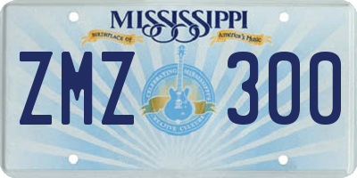 MS license plate ZMZ300