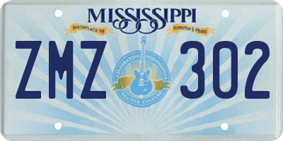 MS license plate ZMZ302