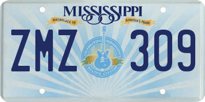 MS license plate ZMZ309