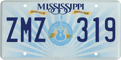 MS license plate ZMZ319