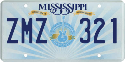 MS license plate ZMZ321