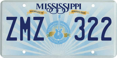 MS license plate ZMZ322