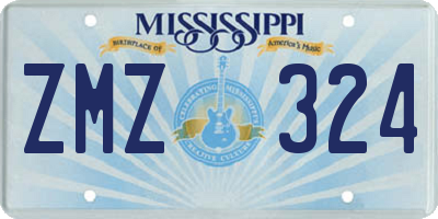 MS license plate ZMZ324