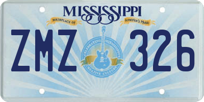 MS license plate ZMZ326