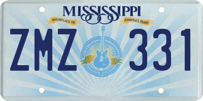 MS license plate ZMZ331
