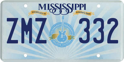 MS license plate ZMZ332