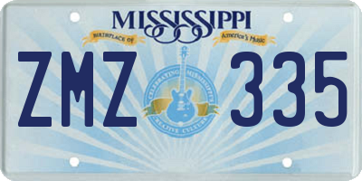 MS license plate ZMZ335