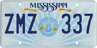 MS license plate ZMZ337