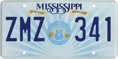 MS license plate ZMZ341