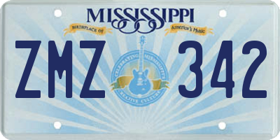 MS license plate ZMZ342