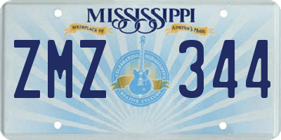 MS license plate ZMZ344