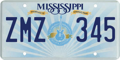 MS license plate ZMZ345
