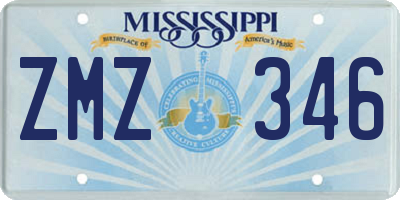 MS license plate ZMZ346