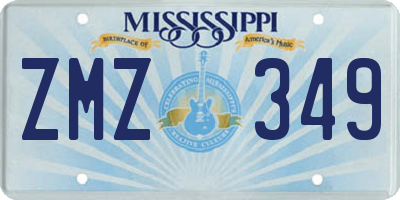 MS license plate ZMZ349
