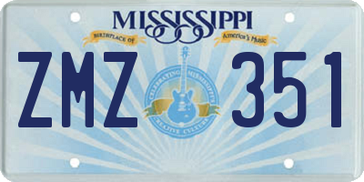 MS license plate ZMZ351