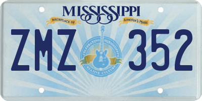 MS license plate ZMZ352