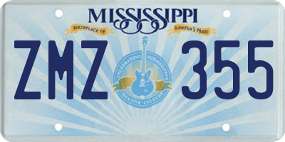 MS license plate ZMZ355