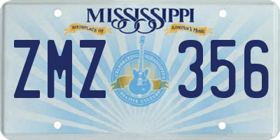 MS license plate ZMZ356