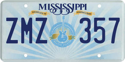 MS license plate ZMZ357