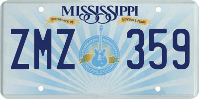 MS license plate ZMZ359