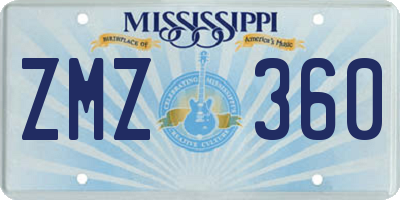 MS license plate ZMZ360