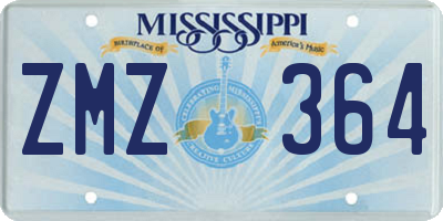 MS license plate ZMZ364