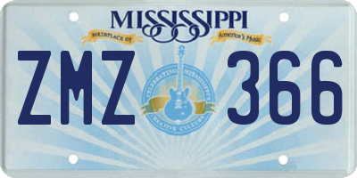 MS license plate ZMZ366